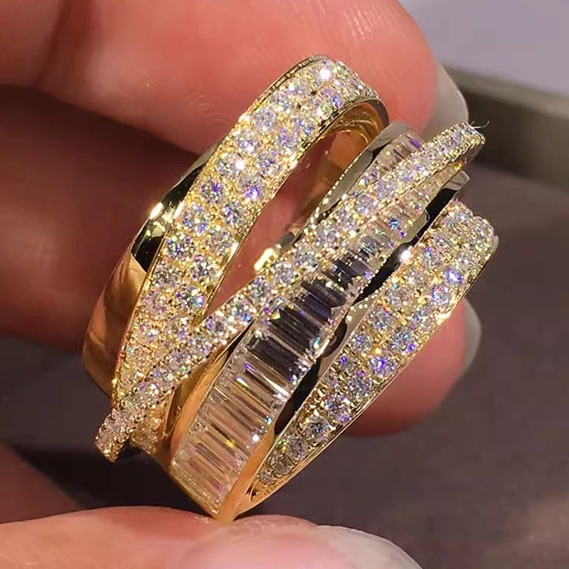 Layered Ring Silver & Gold Cubic Zirconia