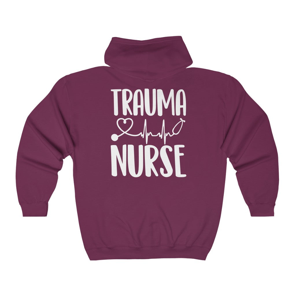 Trauma Nurse Unisex Full Zip Hooded Sweatshirt