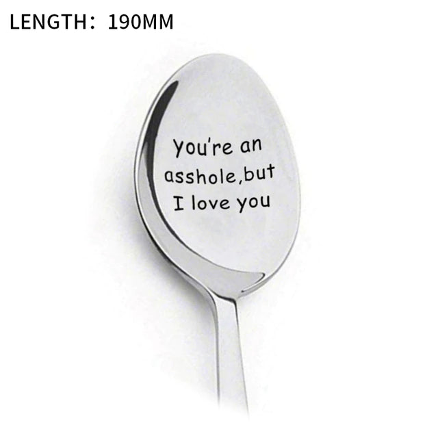 Engraved Fork and Spoons - Gift For Husband Wife And Family Stainless Steel - Print Forks Spoons
