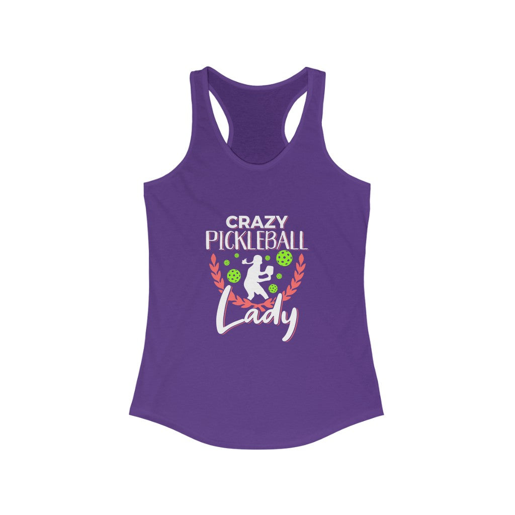 Crazy Pickleball Lady Racerback Tank
