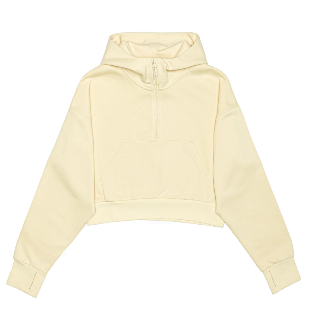 Cropped Drop Shoulder 1/2 Zip Hoodie