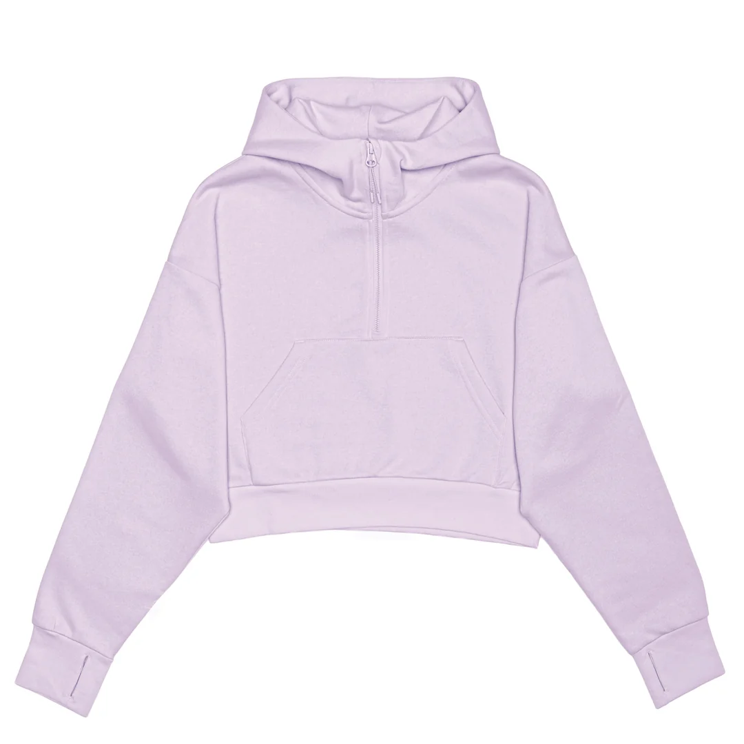 Cropped Drop Shoulder 1/2 Zip Hoodie