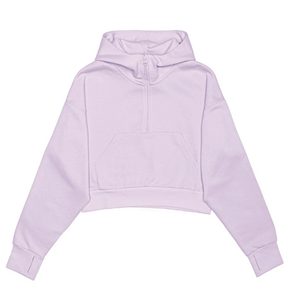 Cropped Drop Shoulder 1/2 Zip Hoodie