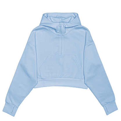 Cropped Drop Shoulder 1/2 Zip Hoodie