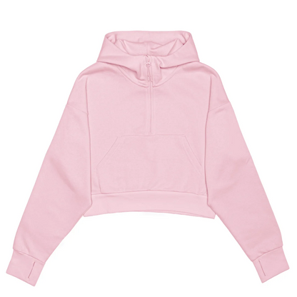 Cropped Drop Shoulder 1/2 Zip Hoodie