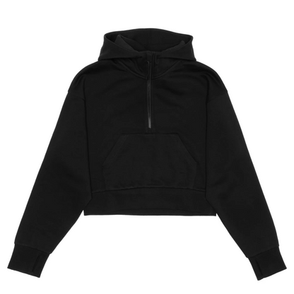 Cropped Drop Shoulder 1/2 Zip Hoodie