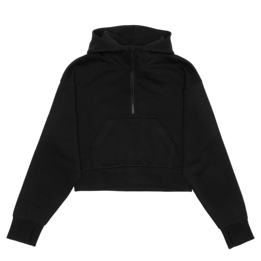 Cropped Drop Shoulder 1/2 Zip Hoodie