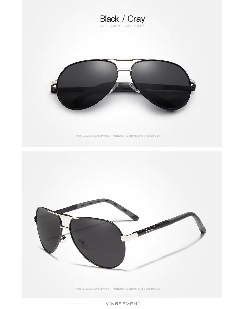 KINGSEVEN Polarized Men Aluminum Sunglasses Driving Mirror Len