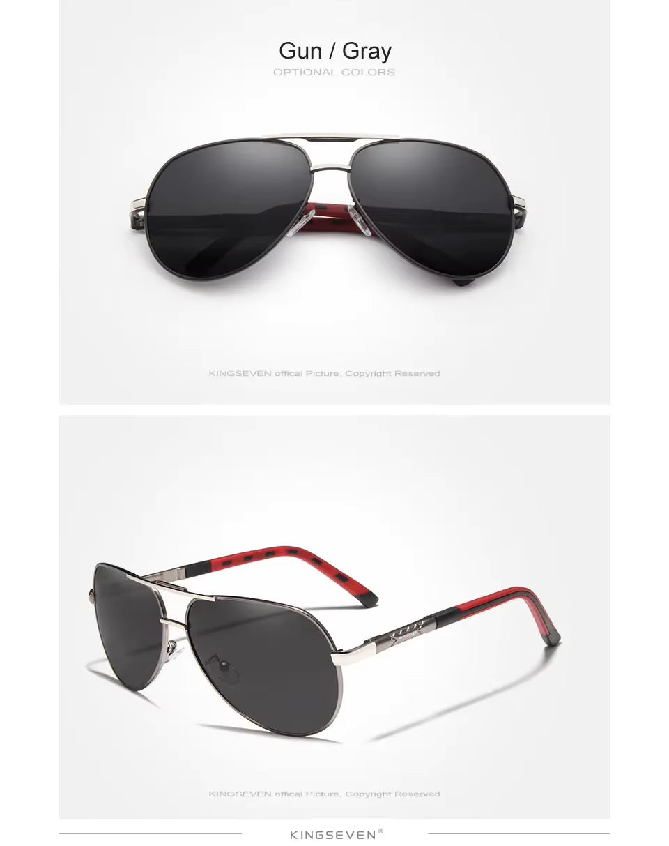 KINGSEVEN Polarized Men Aluminum Sunglasses Driving Mirror Len
