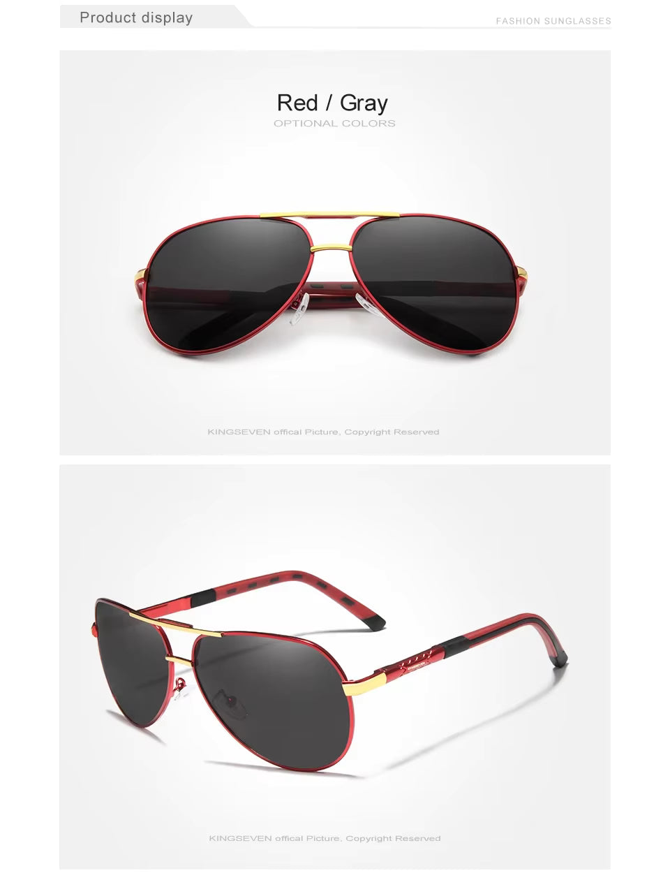 KINGSEVEN Polarized Men Aluminum Sunglasses Driving Mirror Len