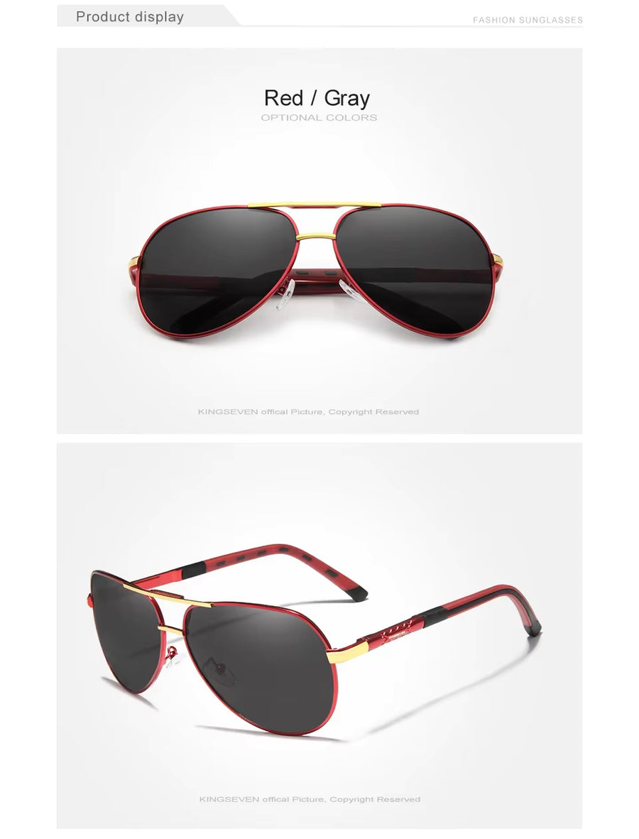 KINGSEVEN Polarized Men Aluminum Sunglasses Driving Mirror Len