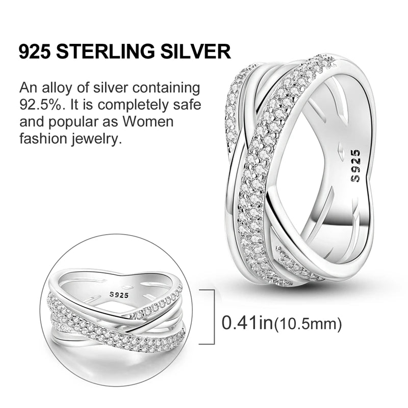 Sterling Silver Rings intertwined with Cubic Zirconia