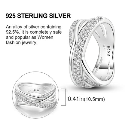 Sterling Silver Rings intertwined with Cubic Zirconia