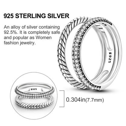 Sterling Silver Rings intertwined with Cubic Zirconia