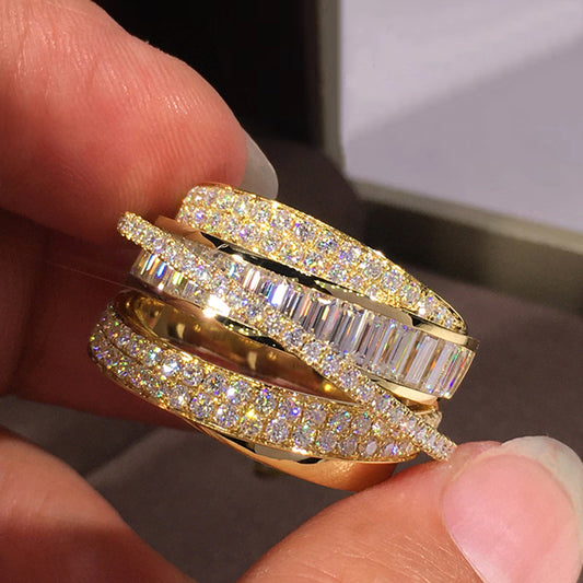 Layered Ring Silver & Gold Cubic Zirconia