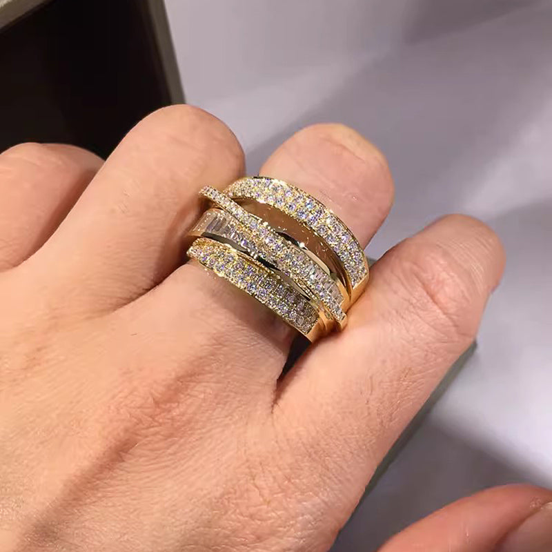 Layered Ring Silver & Gold Cubic Zirconia