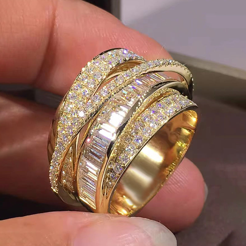 Layered Ring Silver & Gold Cubic Zirconia