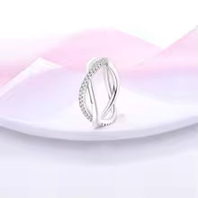 Sterling Silver Rings intertwined with Cubic Zirconia