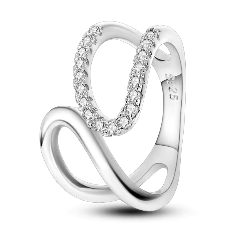 Sterling Silver Rings intertwined with Cubic Zirconia
