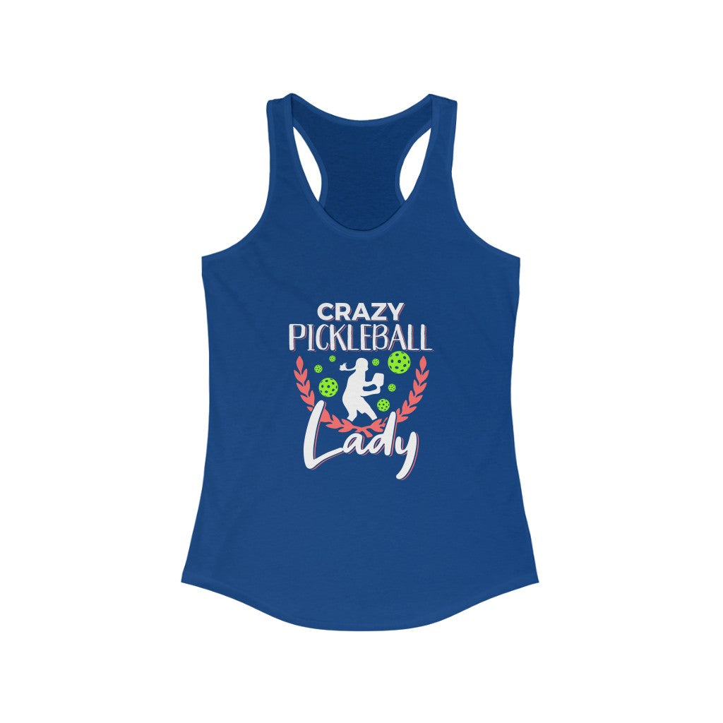 Crazy Pickleball Lady Racerback Tank