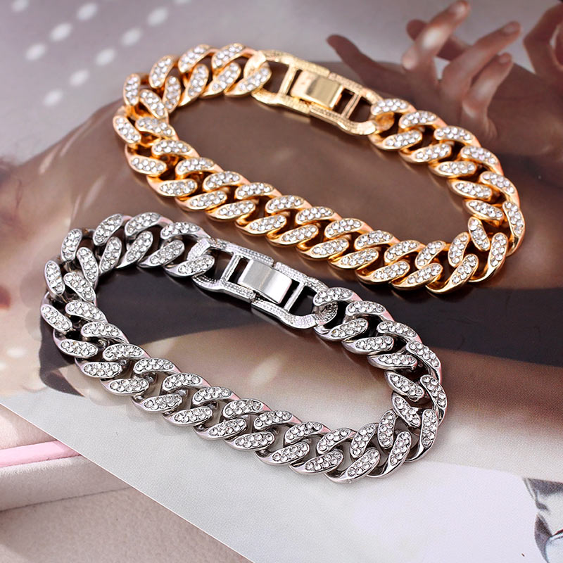 Cuban Style Rhinestone Anklet