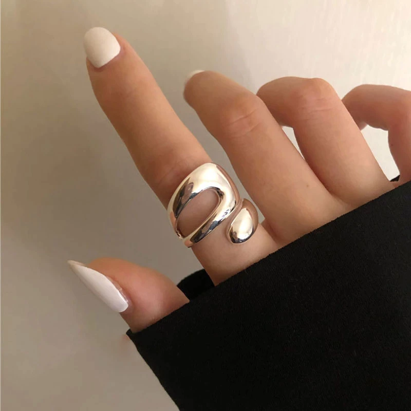 Sterling Silver 925 Geometric Adjustable Ring