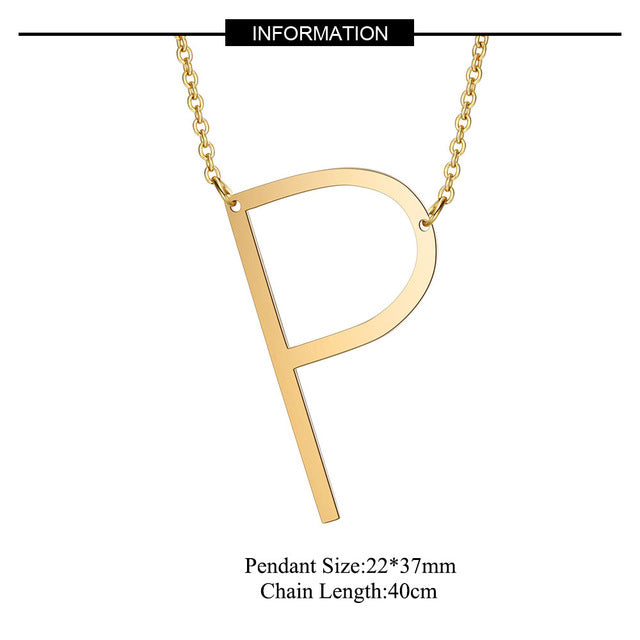 Monogram Letter Necklace Jewelry Big Letter Necklace A-Z Silver or Gold